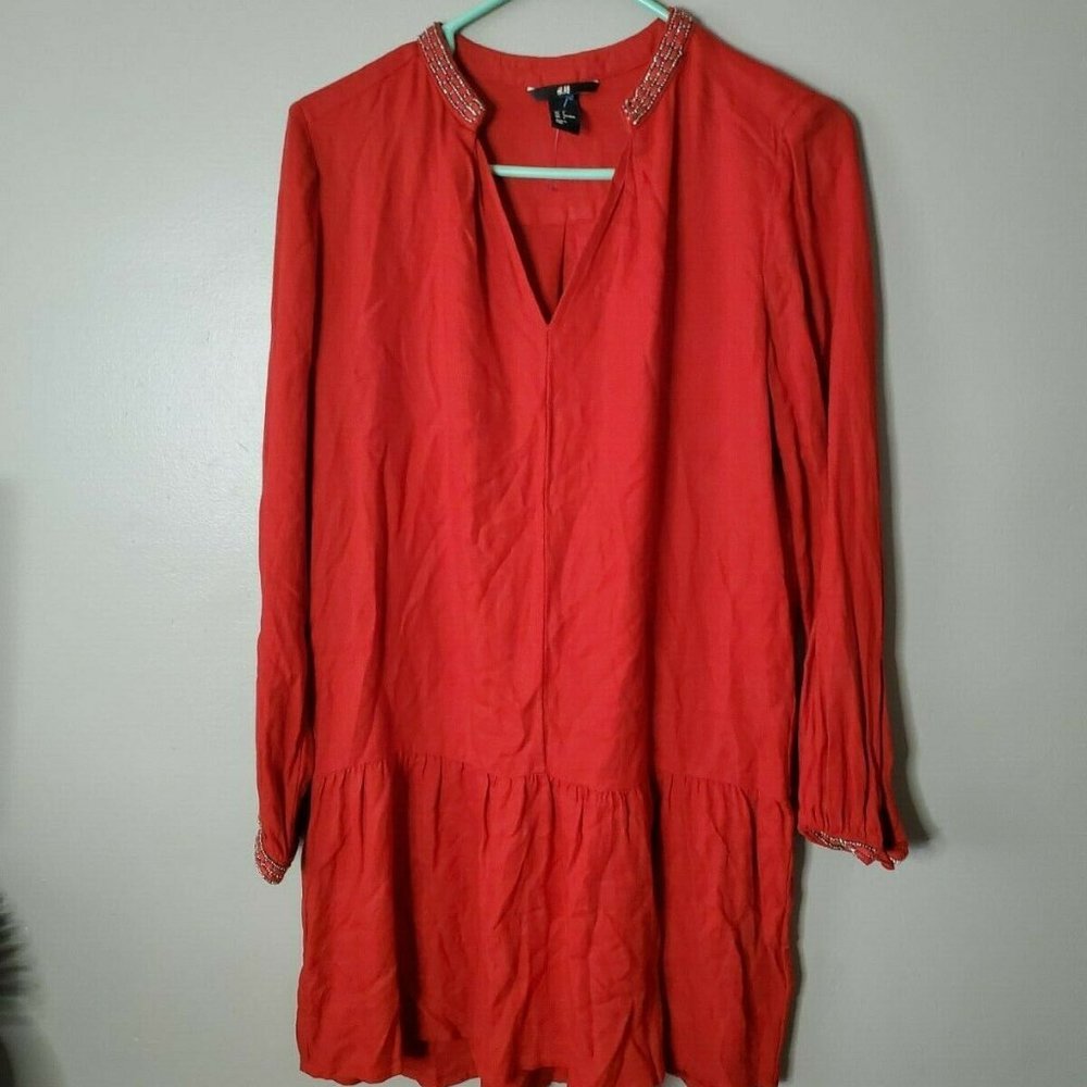 H&M Red Bohemian Shirt Dress